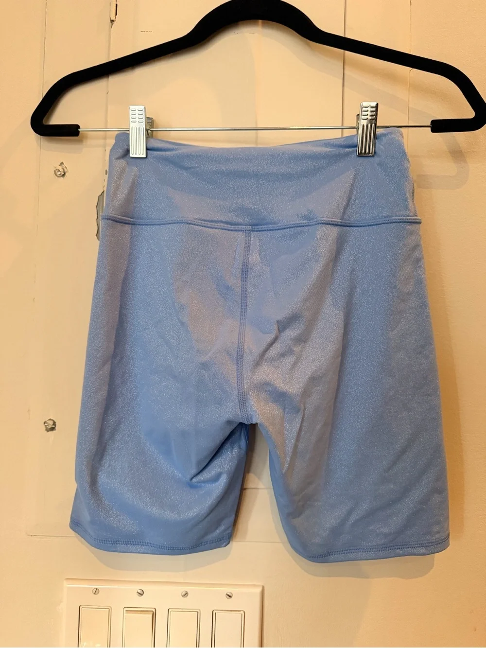 Alo High-Waist Light Blue Sparkly Bike Shorts
